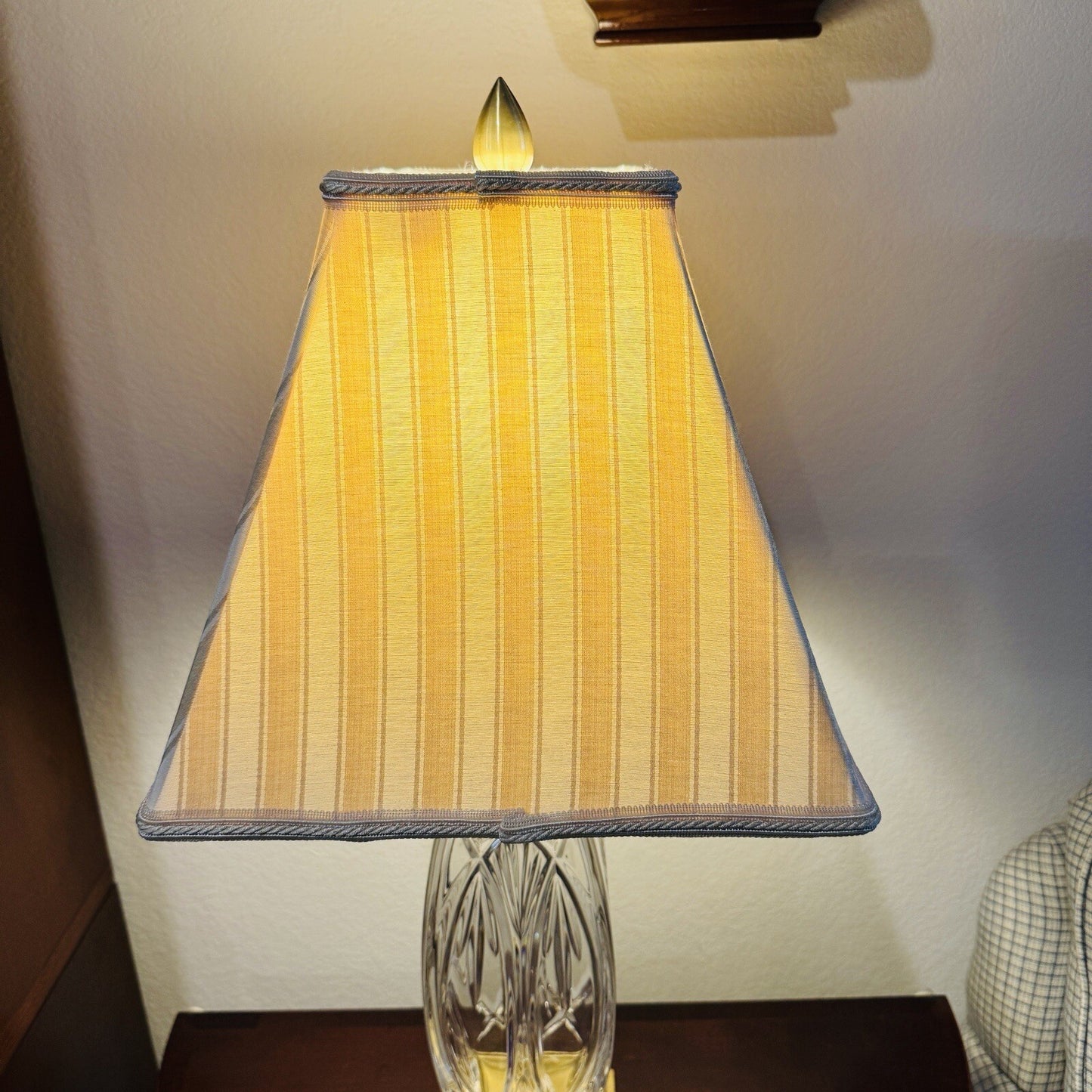 Waterford Finn Versailles Crystal Table Lamp w/Brass Base 26in Original Shades