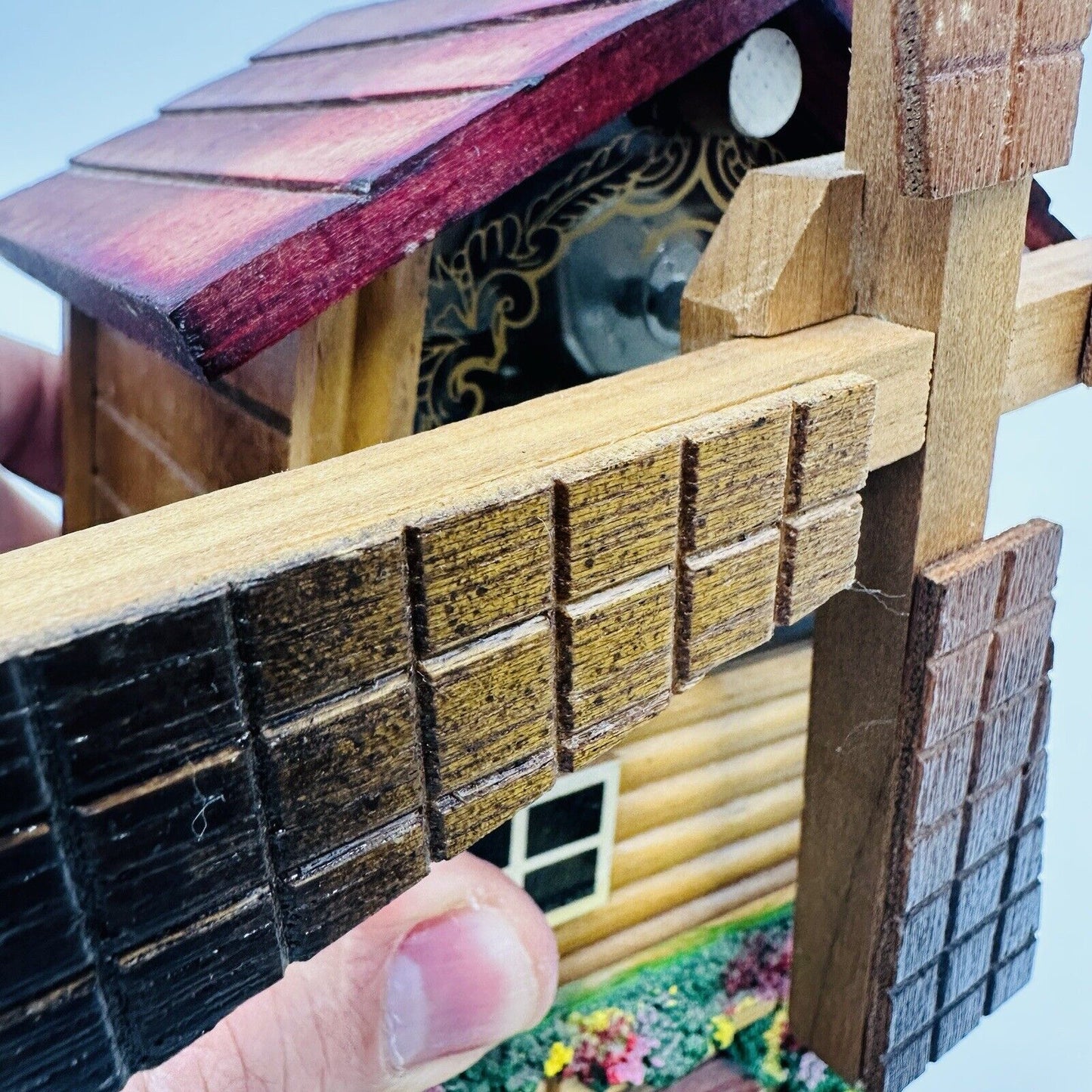 Wooden Jewelry Windmill Wood Box Shaped Dutch Vintage Hand-painted Home Decor