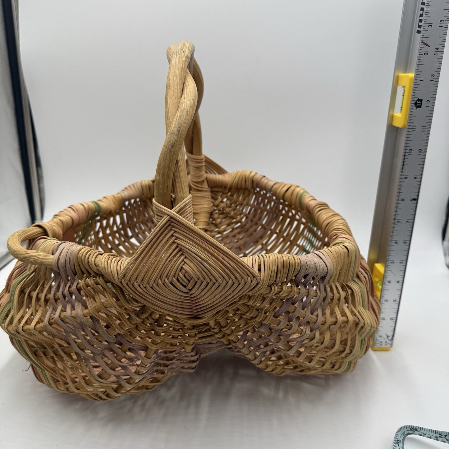 Vintage Primitive Natural Buttocks Basket Grape Vine Gathering Eggs