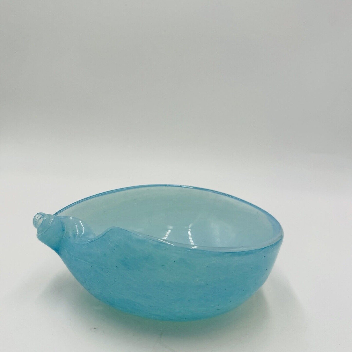 MCM Murano Art Glass Barbini Aqua Blue Bowl Italy Hand Blown