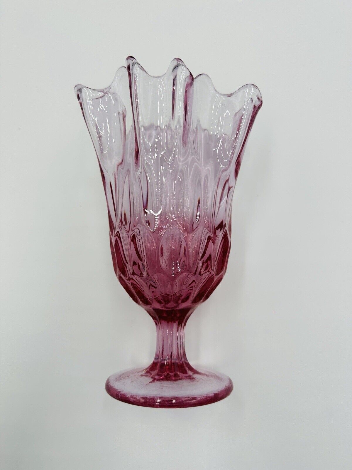 Fenton Vase Lily’s Of The Valley Art Glass Colonial Purplish Pink Standing Decor