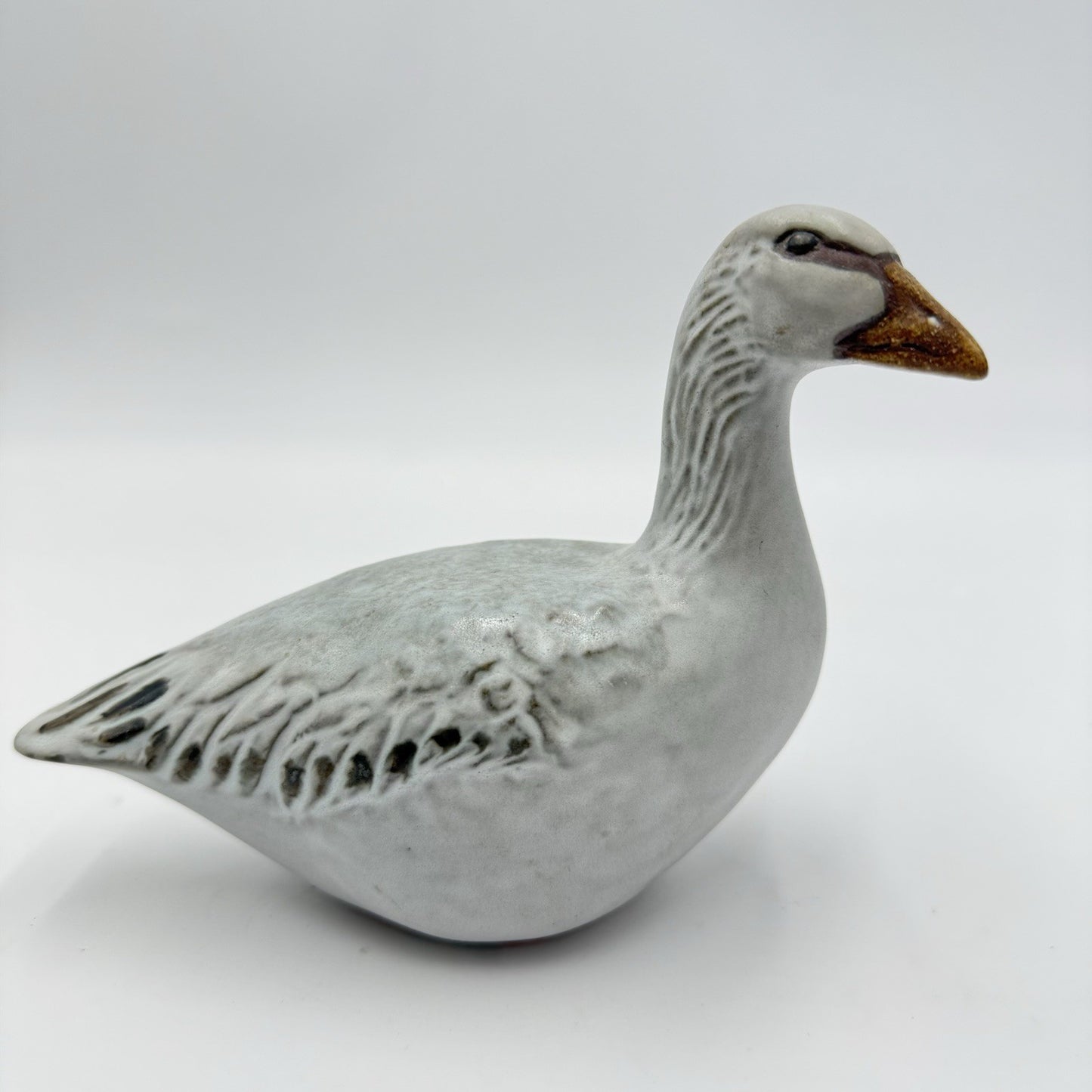 Anderson Design Vintage Studio Art Pottery Goose Figurine Blue Grey Bird Signed