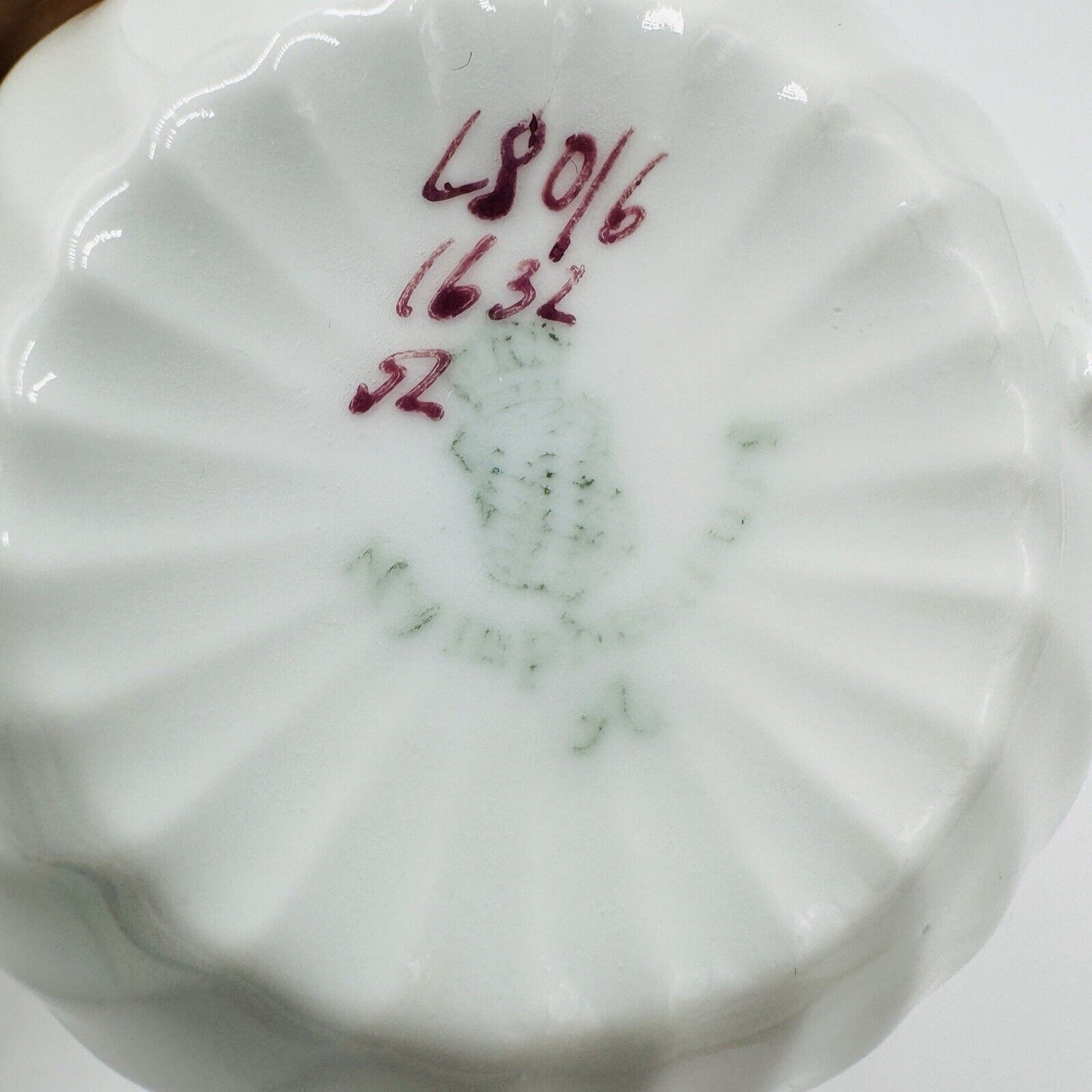 Nymphenburg Teacup & Saucer Porcelain Germany Welle Ribbed 1632 Floral Antique