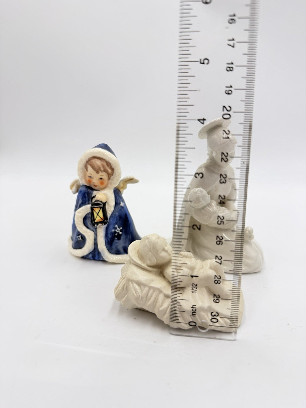 Vintage Goebel Germany Painted White Glossy Matte Mary & Jesus Angel Figurines