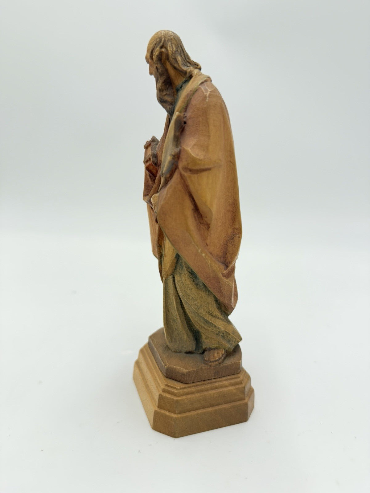 Rare Anri Italy Wood Carved St Matthew Apostle Folk Art Figurine 6.5”