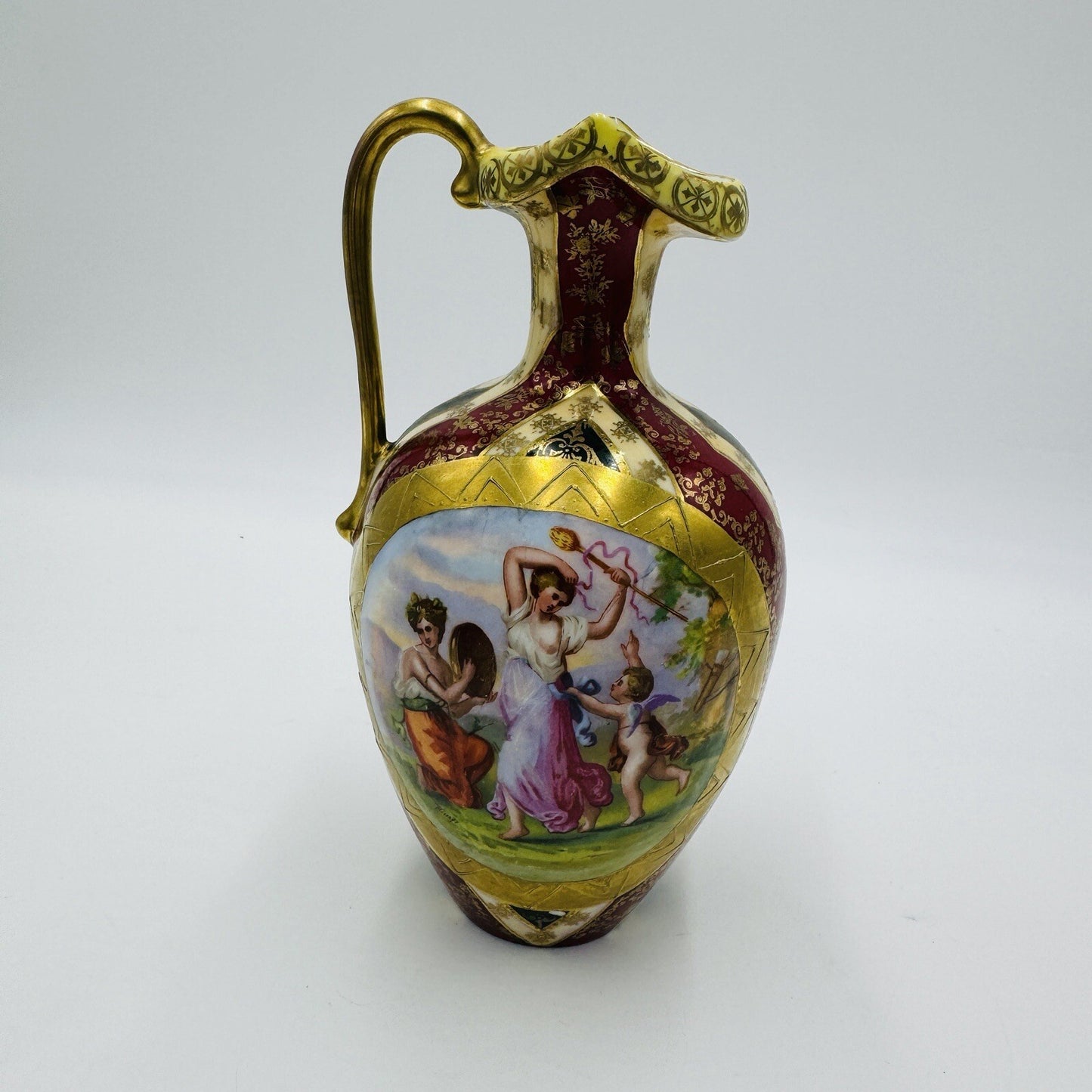Royal Vienna Austria Porcelain Pitcher Hand Painted Portrait Art Nouveau Antique