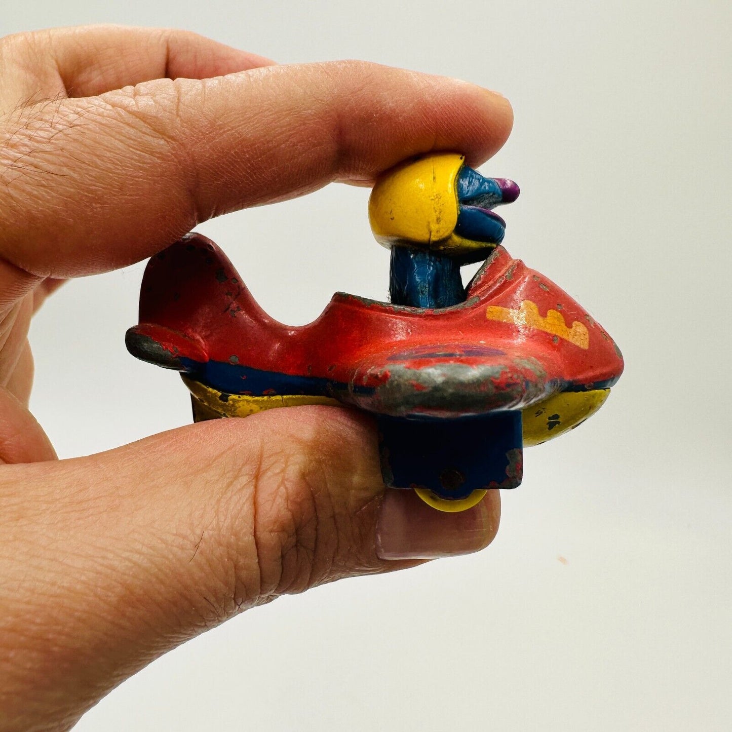 Muppets Diecast Grover Metal Airplane 2.5in Vintage Sesame Street Toy Worn 1986