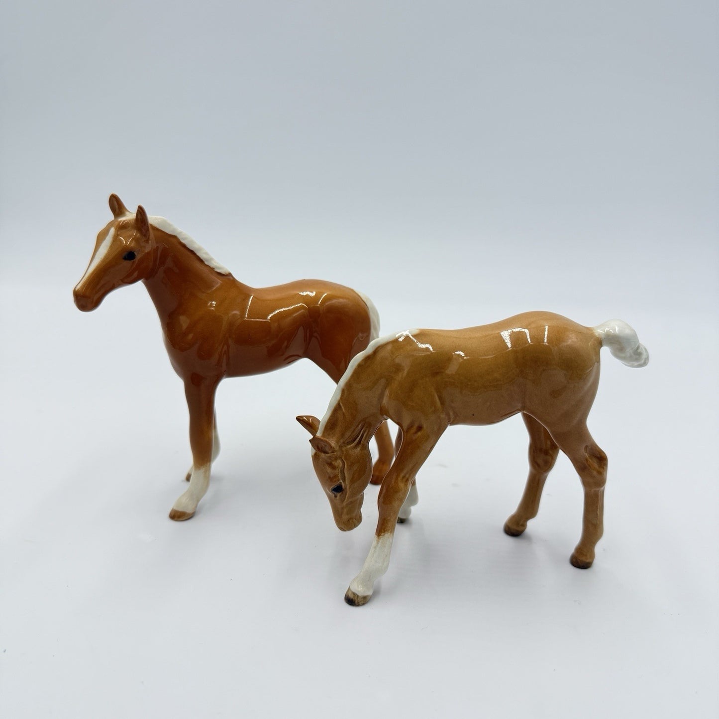 Vintage Beswick England Porcelain Palomino Foals Horses Figurines Pair