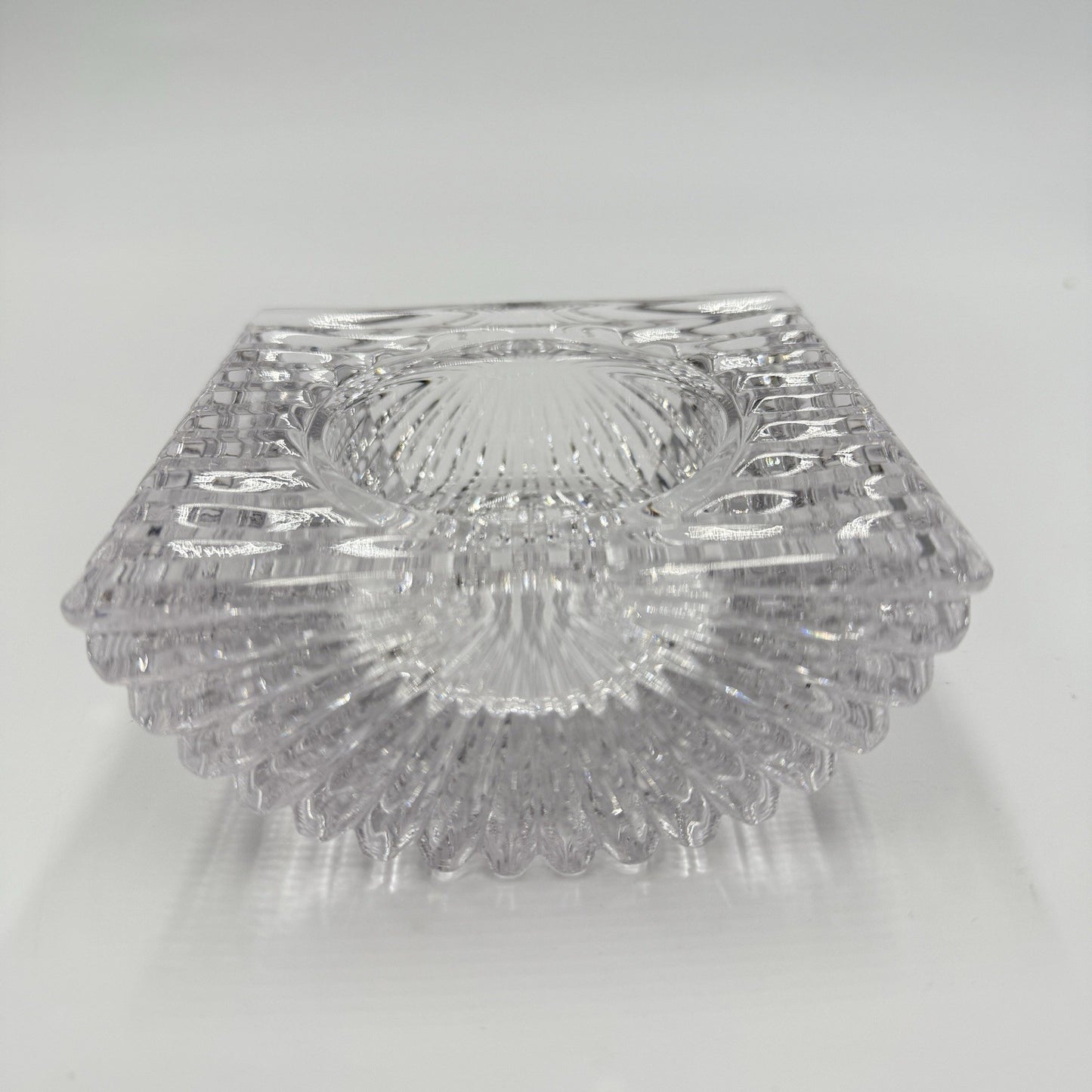 VTG Late 20th Century Art Deco Cut Crystal "Vide Poche" Trinket Bowl, 4.3*4.3*2"