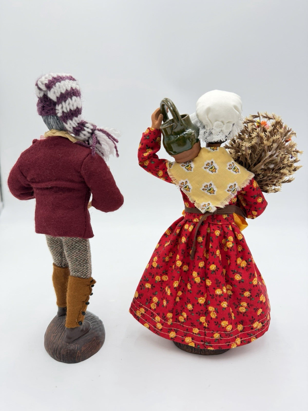 S.Peirano French Pottery Villagers Harvest Folk Art Terra Cotta 8.5” Figurines