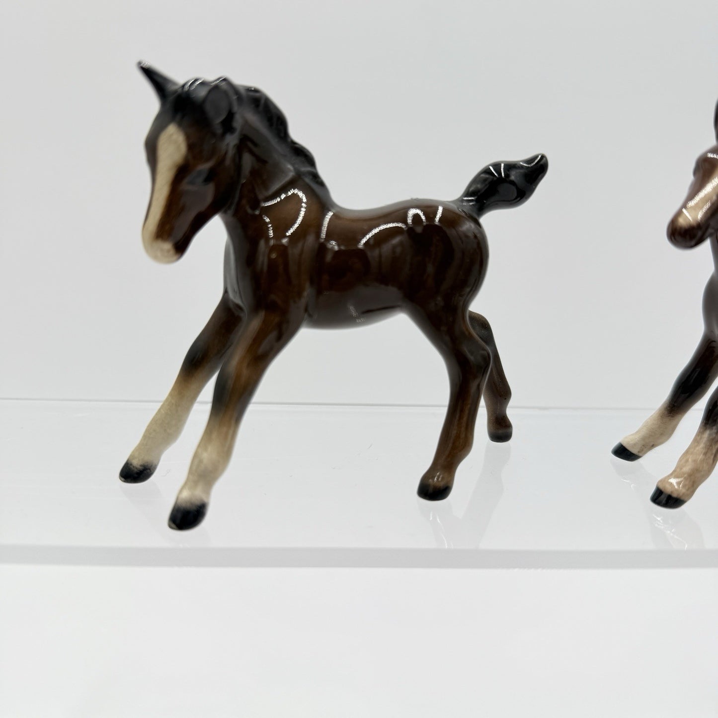 Vintage Beswick England Ceramic Glazed Painted Playful Foals Figurines Horses 3”