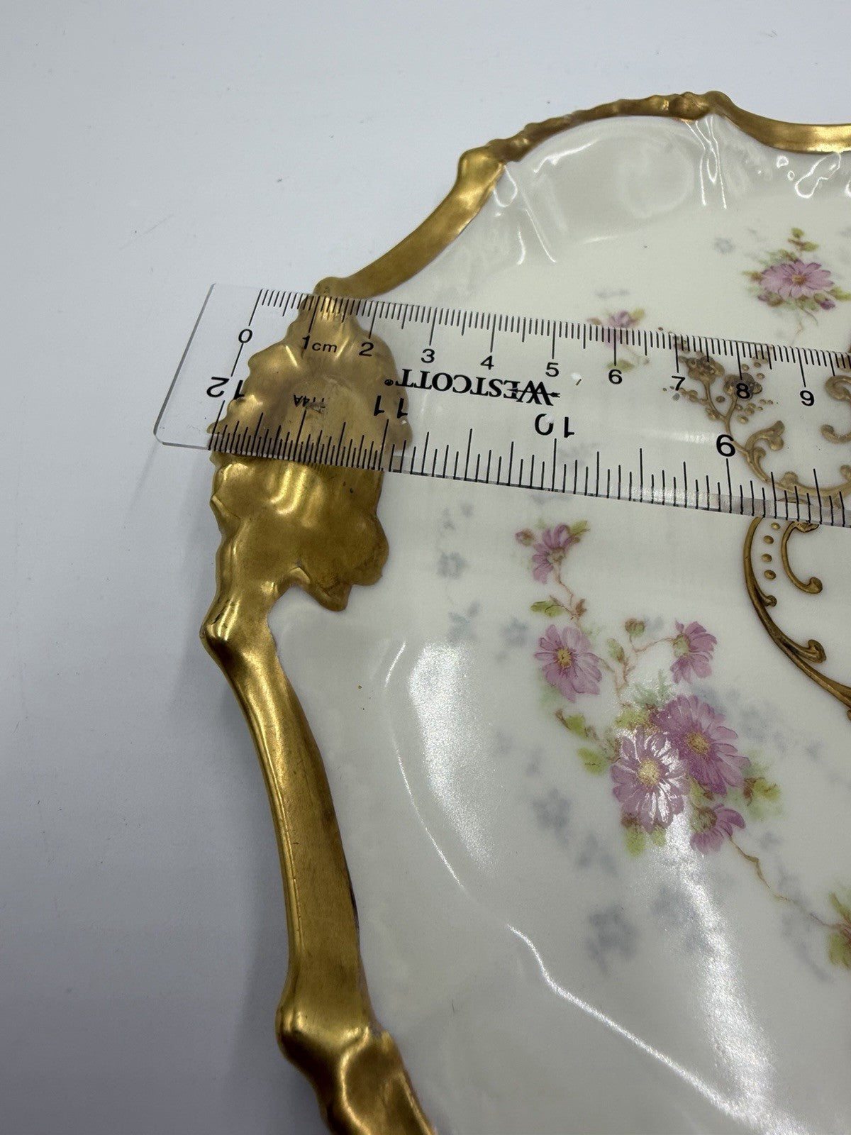 Antique AK Limoges France Cupid Cherubs Gilded Large Rectangle Platter Porcelain