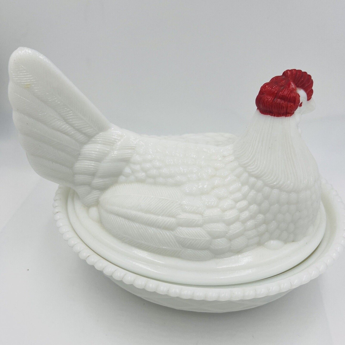 Westmoreland Nesting Hen Dish Milk Glass Covered Vintage Art Decor 1950