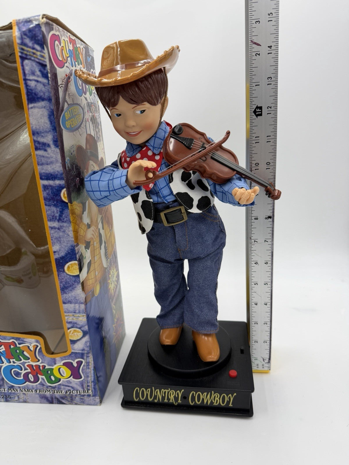 2003 Feng DYI Country Cowboy Violin Musical Doll Animated Performer 13” Rare