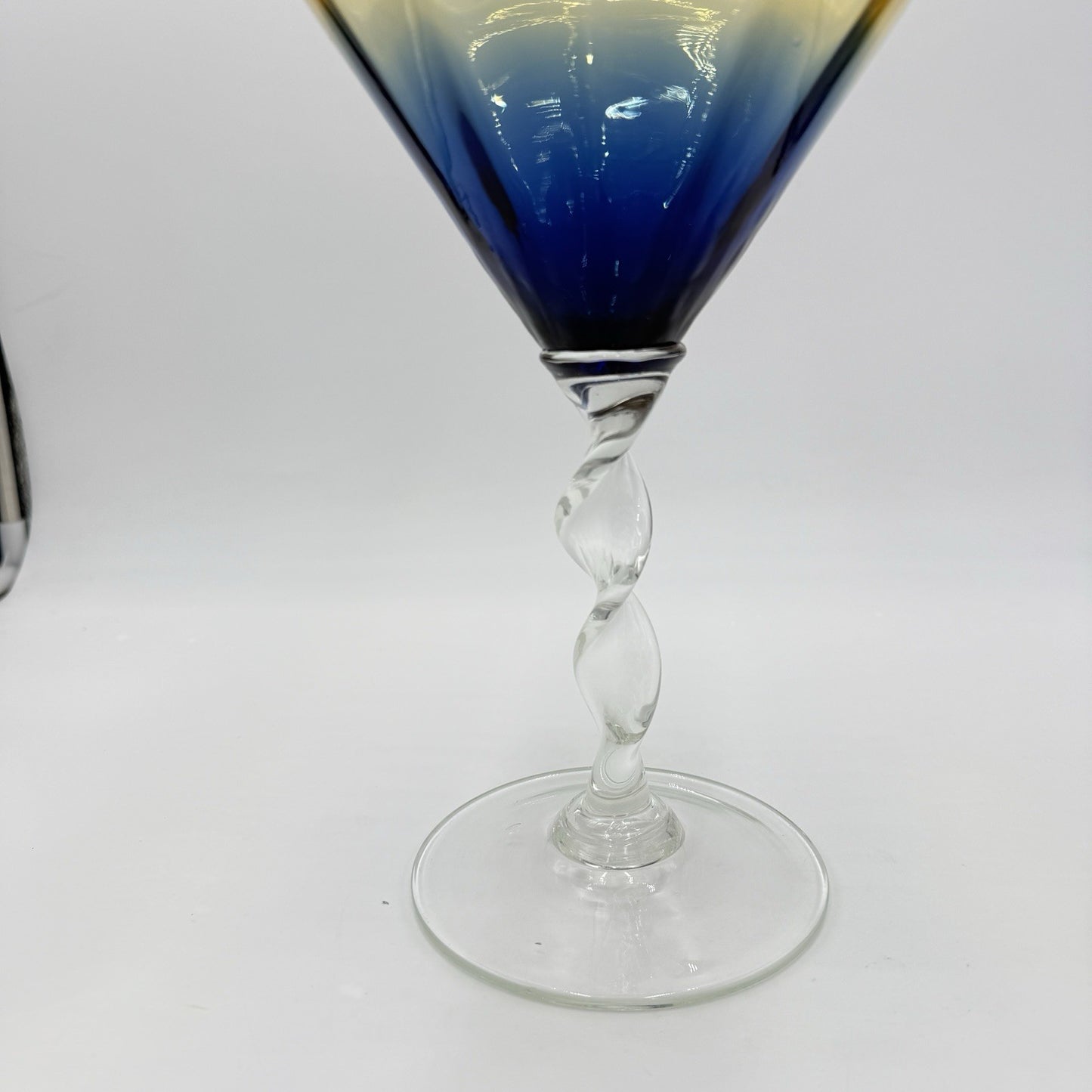 MCM Italian Empoli art Glass Apothecary Jar multicolor amber blue compote 16”