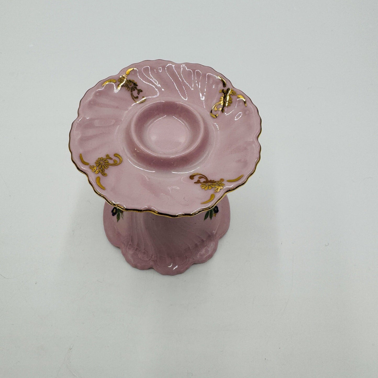 Leander 1946 RGK China Of Boheme Pink Floral Candleholder Porcelain Vintage