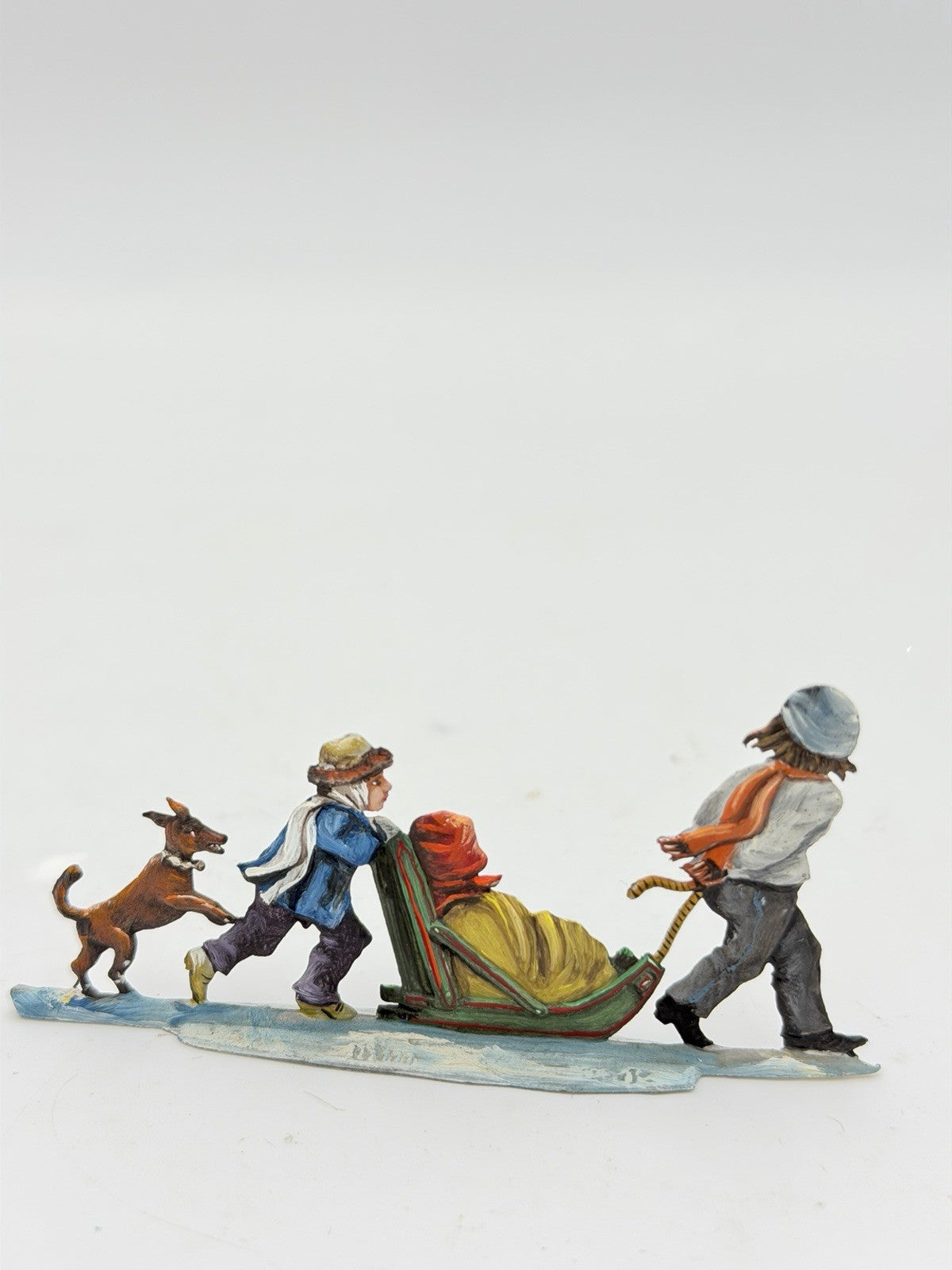 Rare Hans Heinricksen Germany Flat Lead Hand Painted Christmas Figurine 1”x 3”