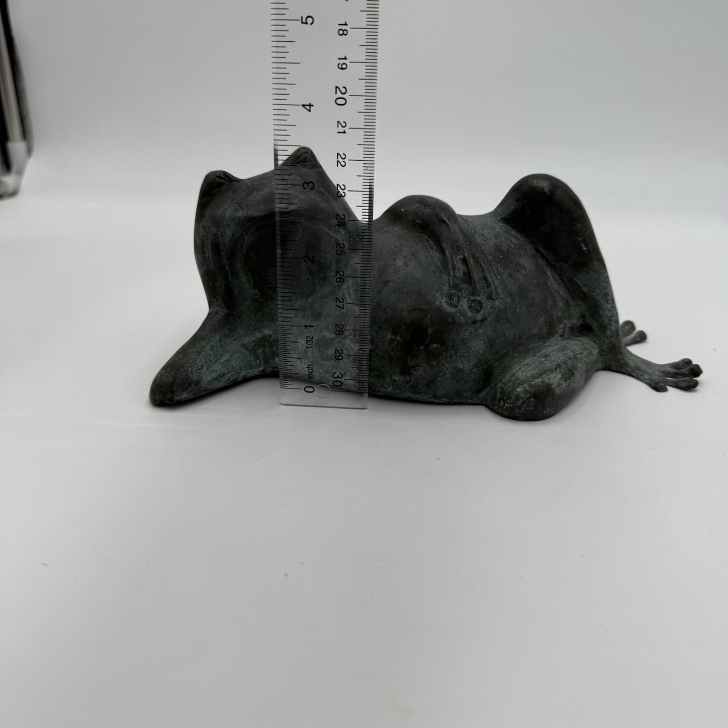 Vintage Bronze Hollow Casting RESTING Frog Sculpture 4”Hx8.5”L