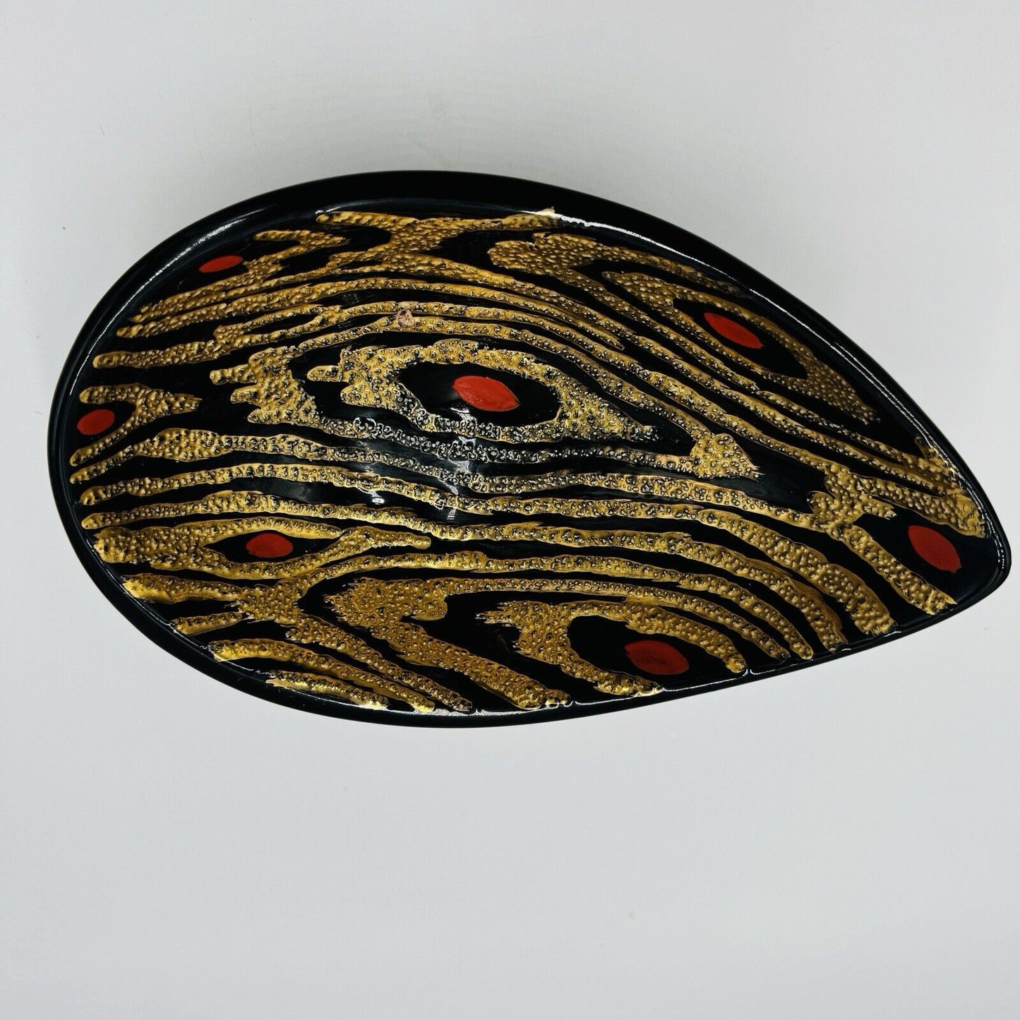Rare Boch Freres La Louviére Glazed Ceramic Art MCM Pottery Belgium Bowl Gold