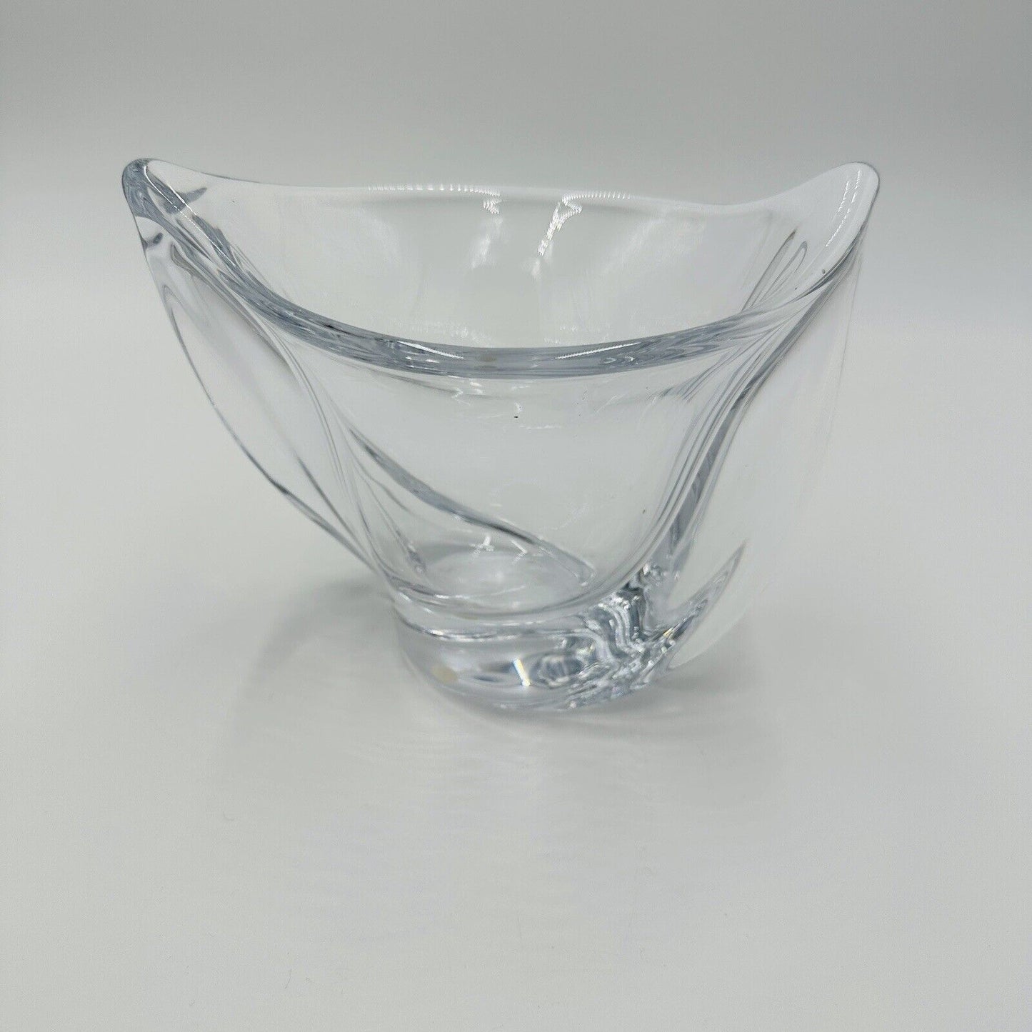 French Crystal Art Glass Twist Vase 6in H Marked Vintage Clear Decor Home MCM