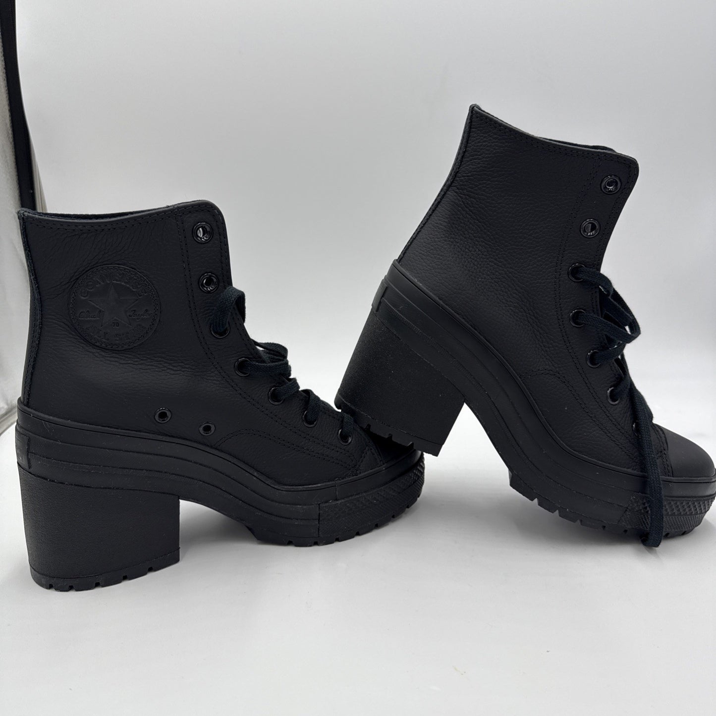 CONVERSE Chuck 70 De Luxe Heel Leather Boots Shoes A06145C Size 9 Women Black