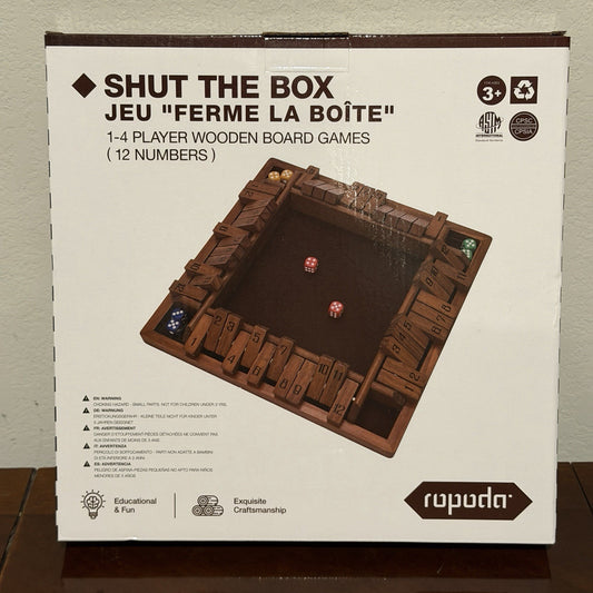 Ropoda 12 Inches 4-Way Shut The Box Dice Board Game (2-4 Players) Sealed