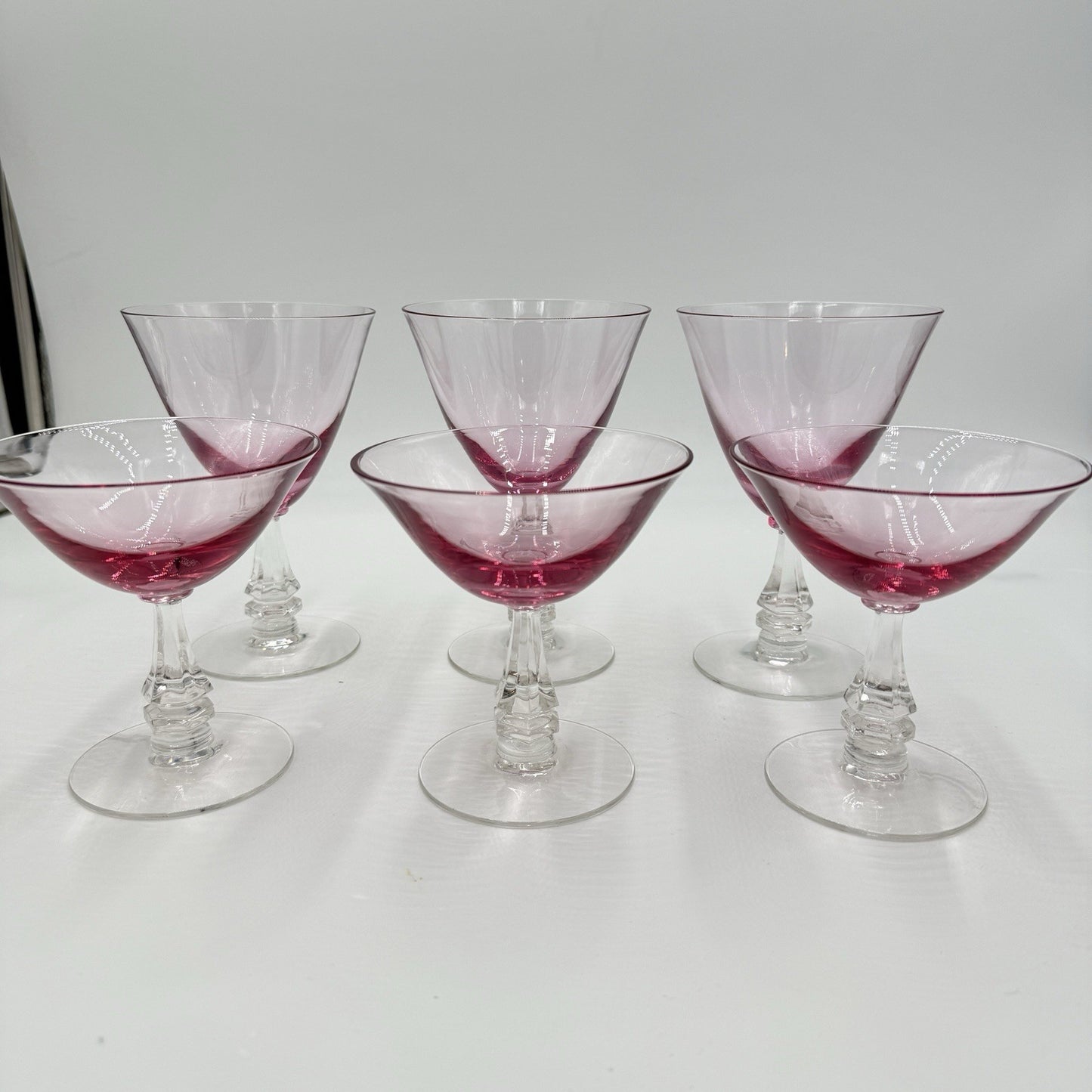 TIFFIN FRANCISCAN WISTARIA PINK 3 MARTINI SHERBET 3 Wine Glasses Set
