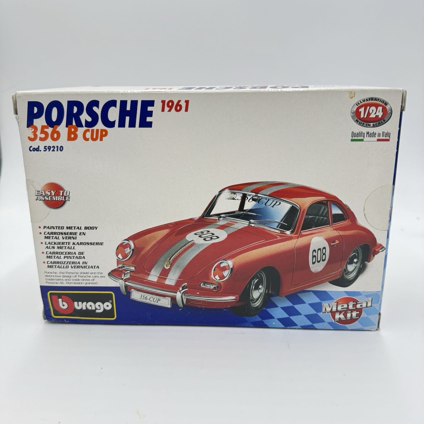 Burago 1:24 scale Porsche 1961 356 B Cup die-cast metal model kit Sealed New