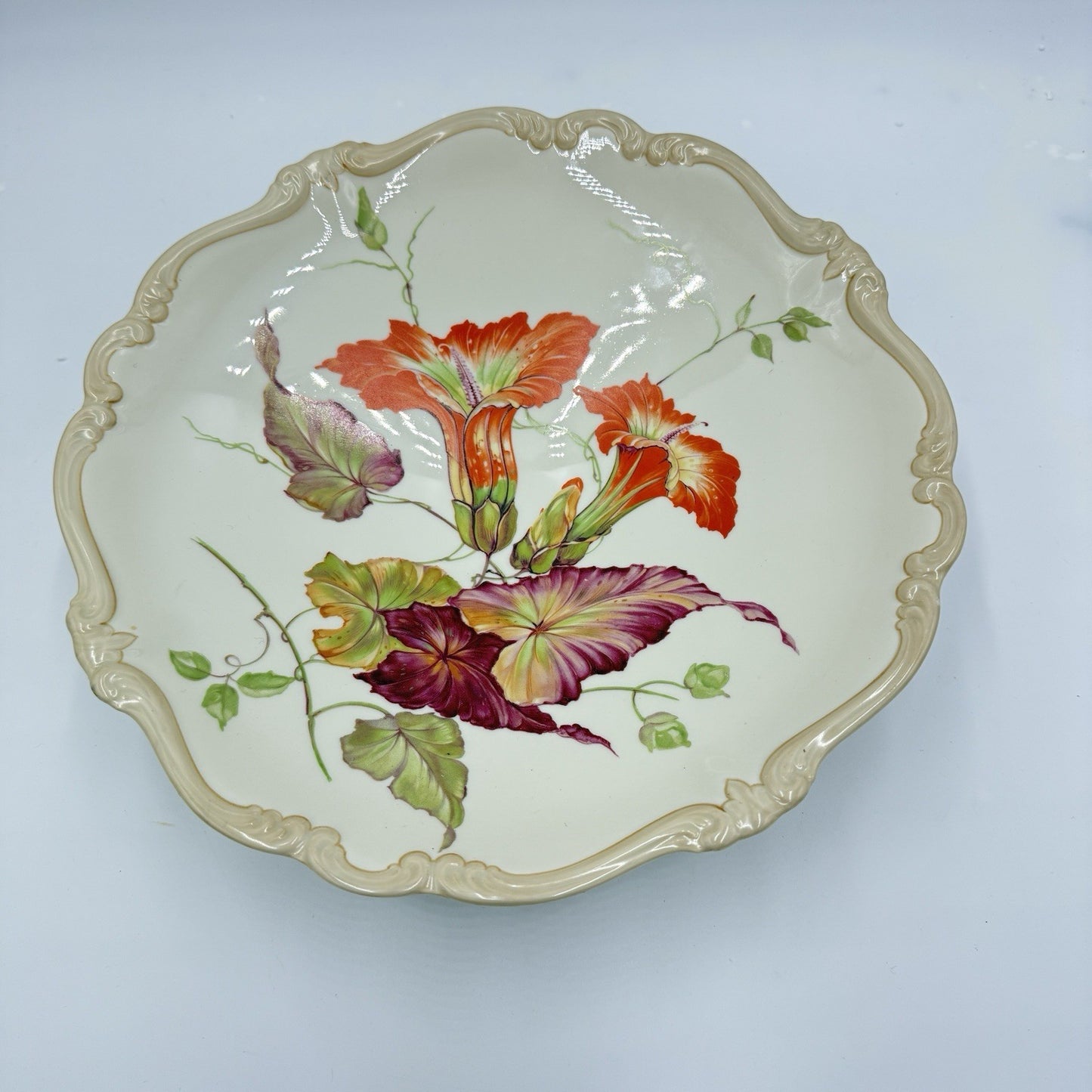 Rosenthal Pompadour Godesberg Porcelain footed serving bowl early 20th C Floral