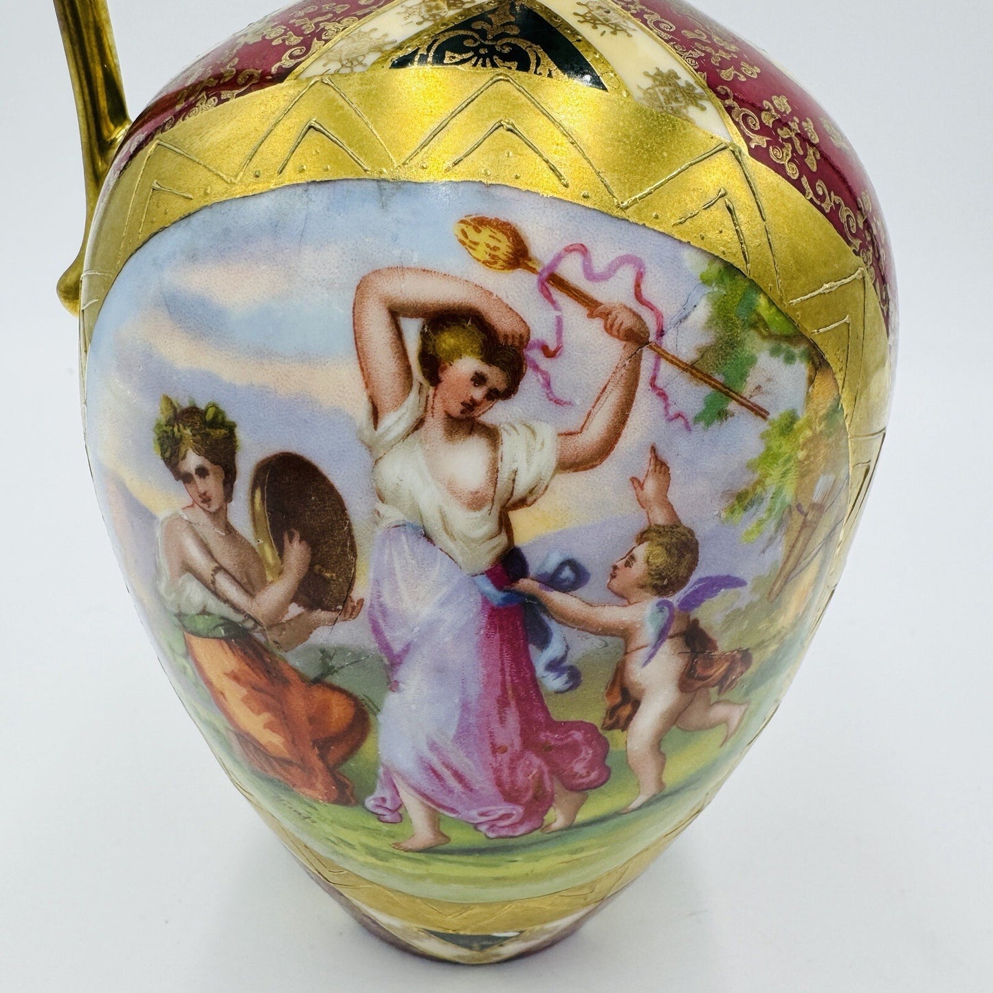 Royal Vienna Austria Porcelain Pitcher Hand Painted Portrait Art Nouveau Antique