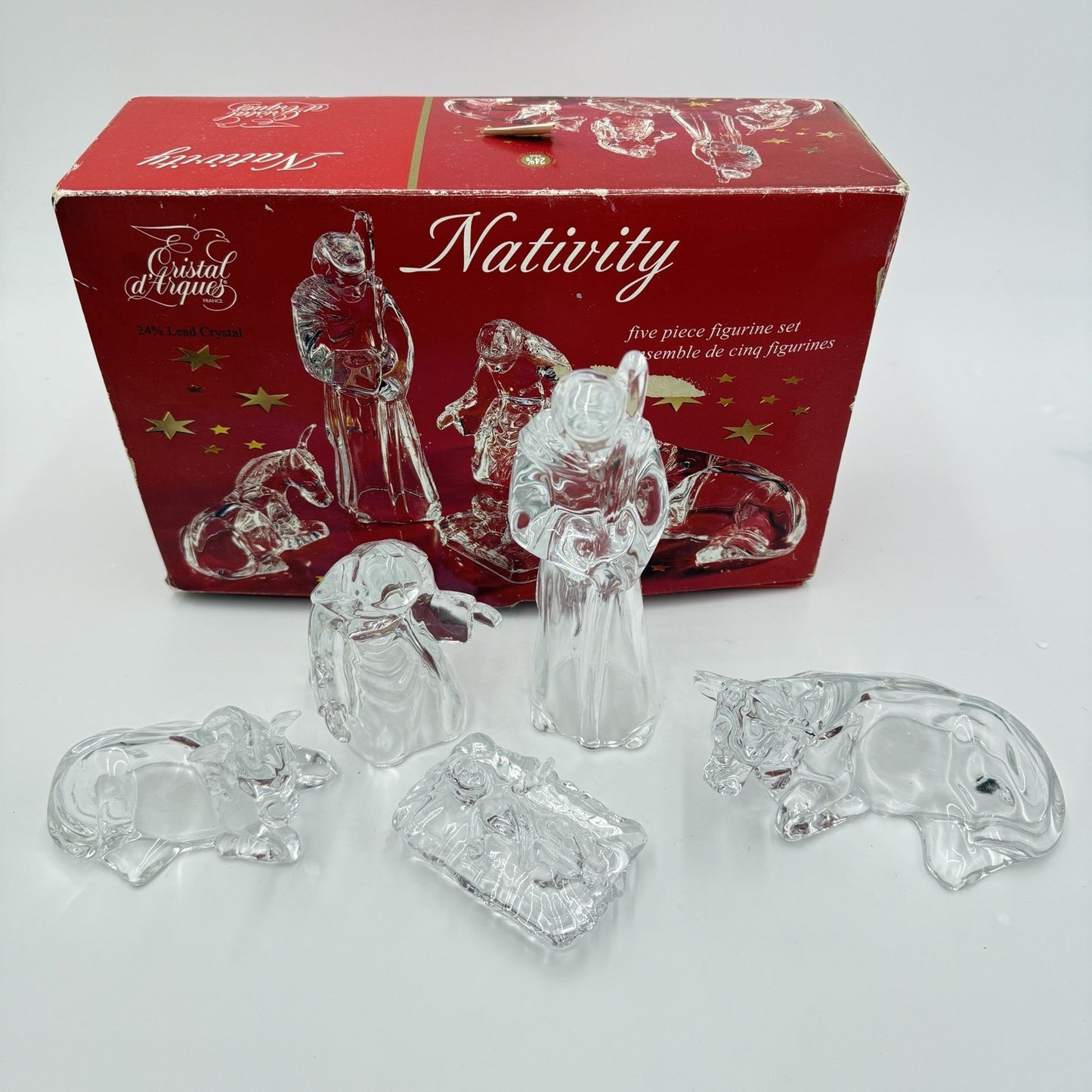 Cristal D'Arques Clear Glass Holiday Christmas France Nativity Scene Figurines 5