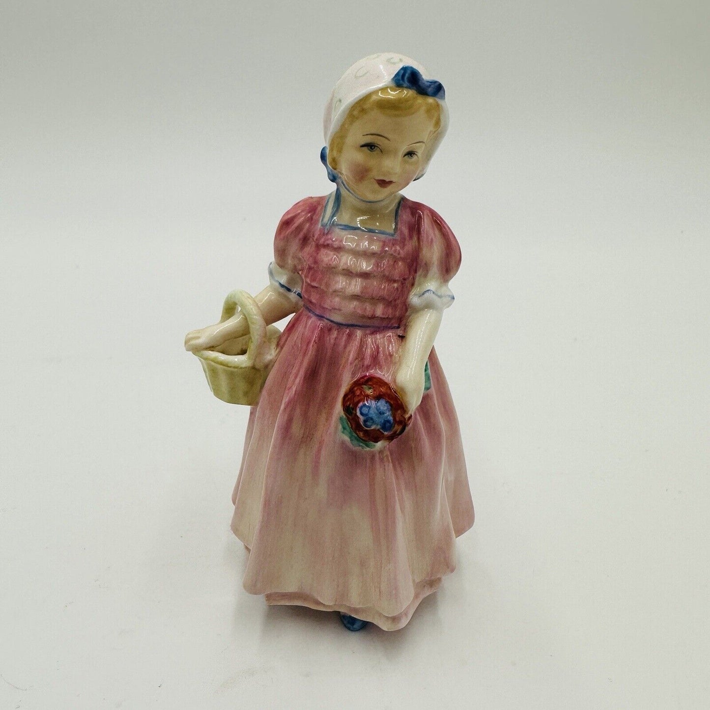 Royal Doulton Figurine Tinkle Bell Pink Girl Basket HN 1677 Porcelain England