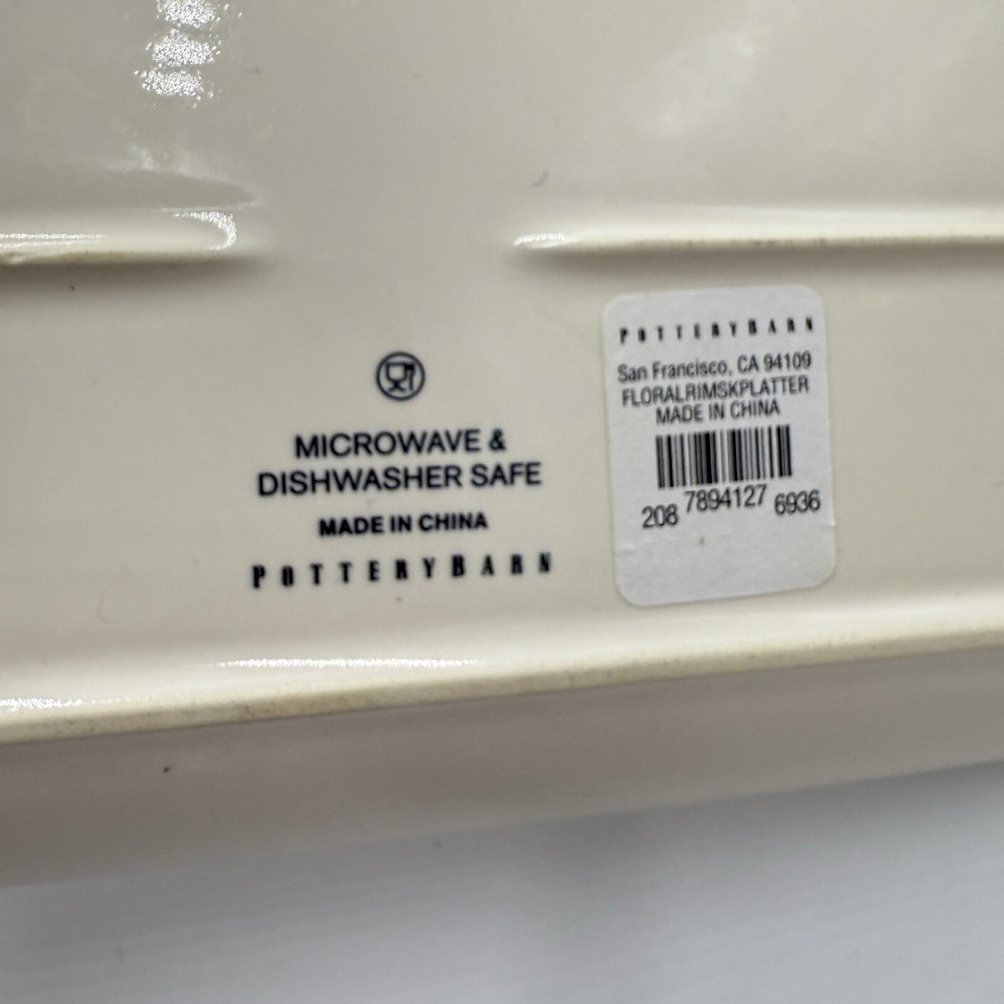 Pottery Barn Rimsk Platter Floral Oval Stoneware Spring