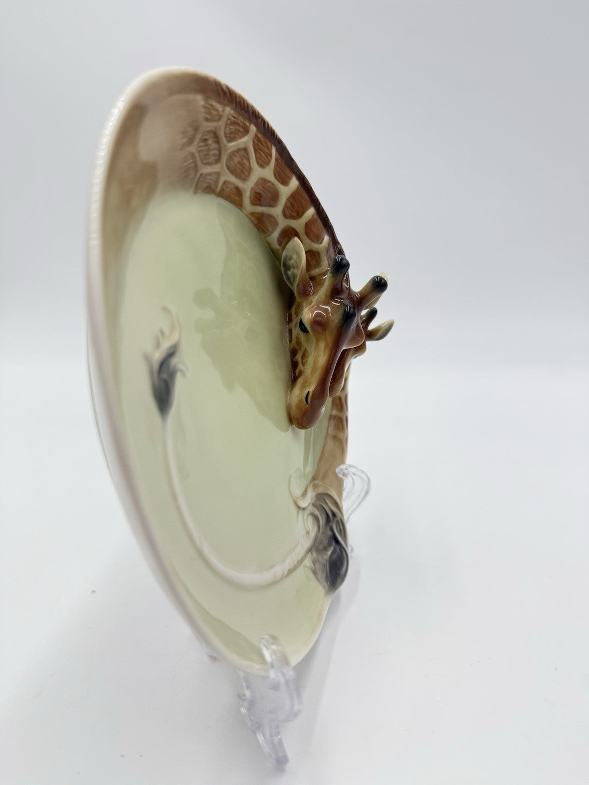 Rare FRANZ Fine Porcelain Giraffe DESSERT PLATE Jungle Beauties Collection 6.25