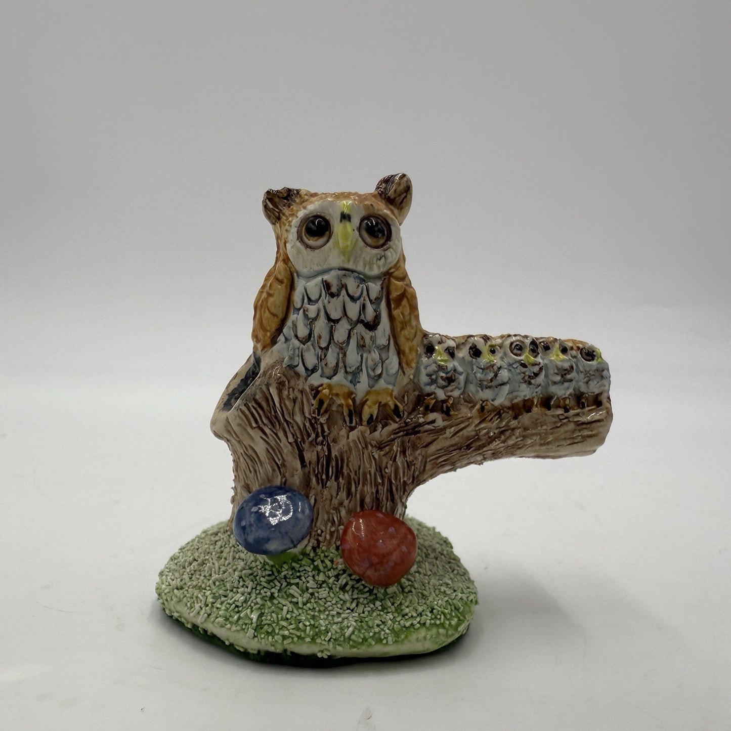 Basil Matthews Owl & Baby Owlets on Branch Signed Vintage England Figurine
