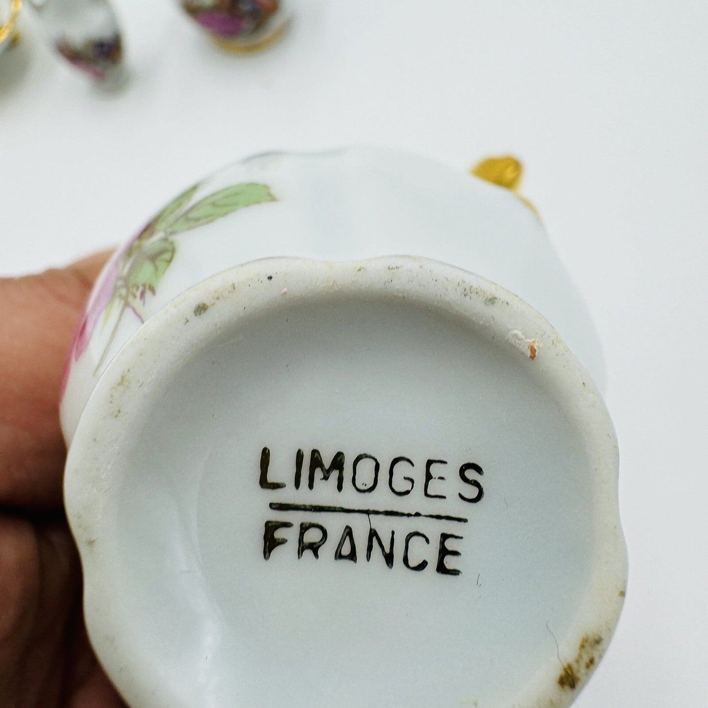 Limoges France Porcelain Miniature Painted Set Mini Vase Urn Bowl