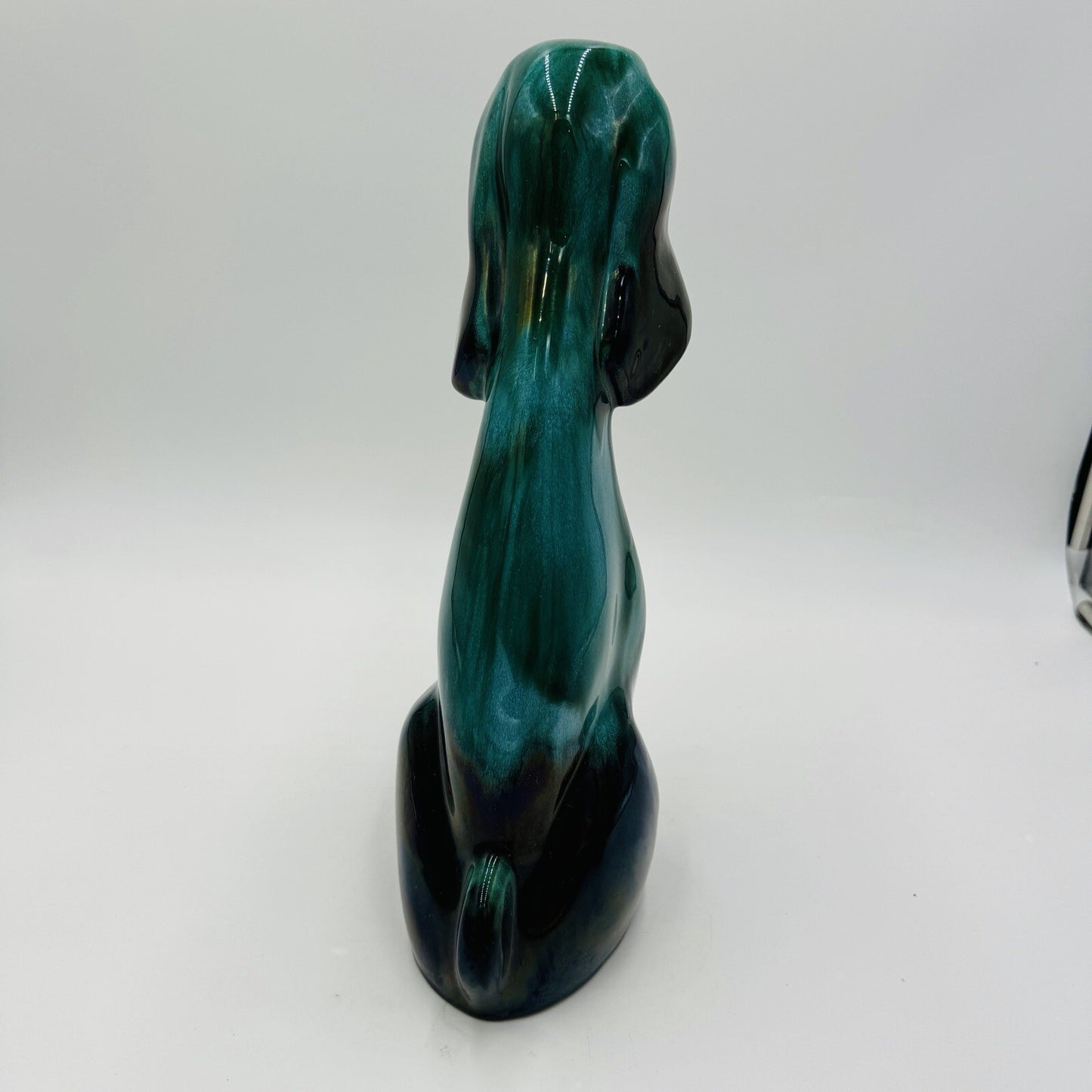 MCM Blue Mountain Canada Pottery 13 1/2in Tall Hound Dog Green Figurine