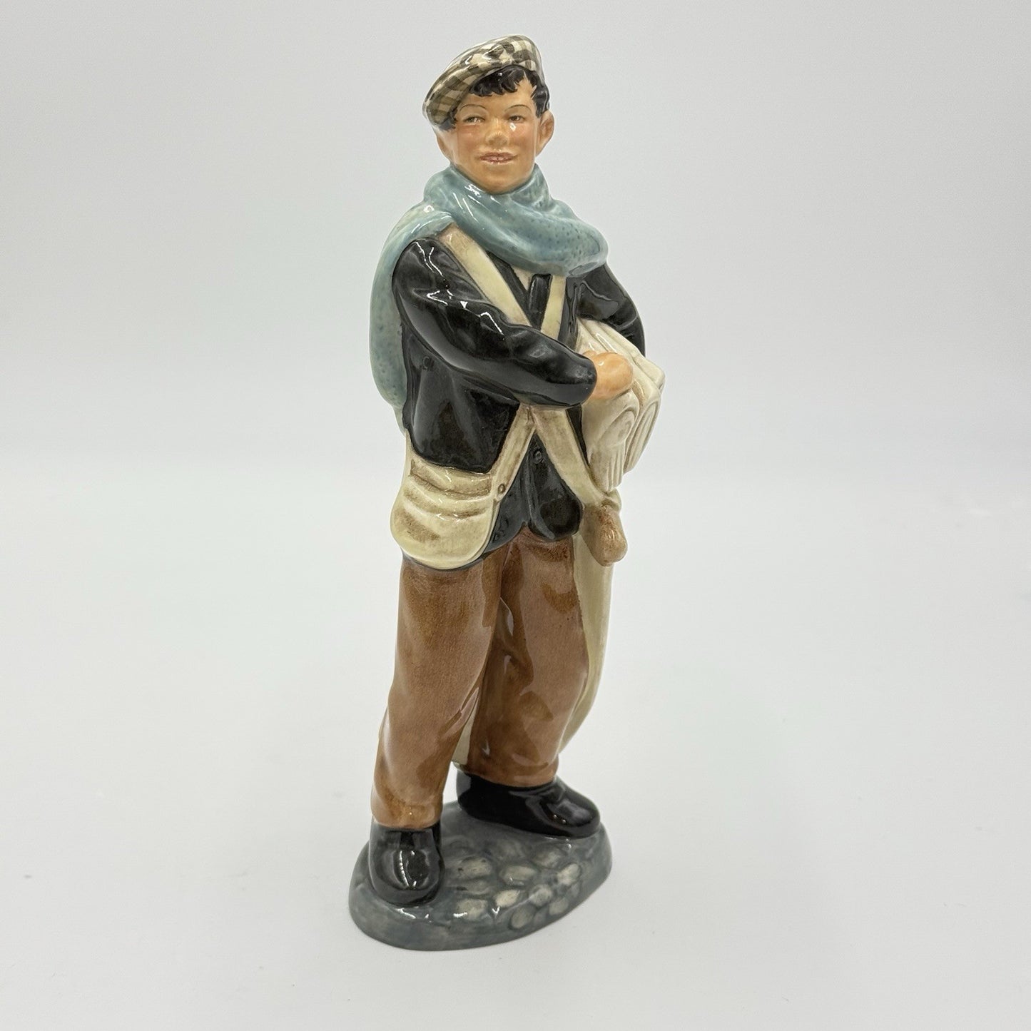 Antique Royal Doulton Newsboy Porcelain England HN 2244 Figurine 1958 Painted 8”