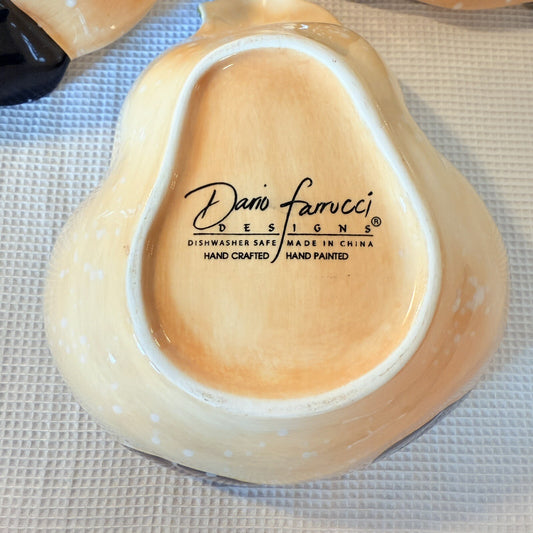 Dario Farrucci Serving Bowl Hand Painted 9" Snowman Family 3 Nesting Holiday Dec