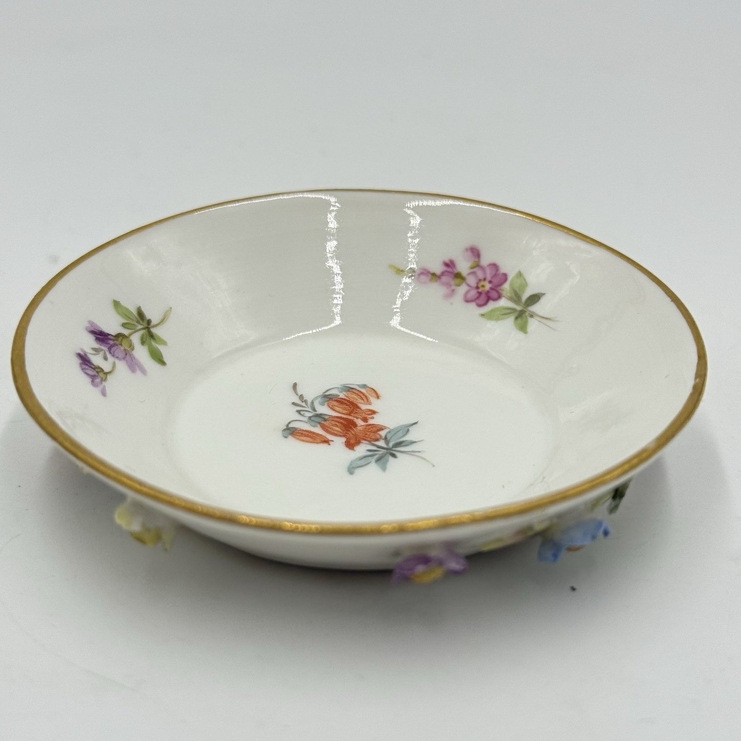 Antique Meissen Porcelain Miniature Floral Saucer Porzellan Miniature Germany