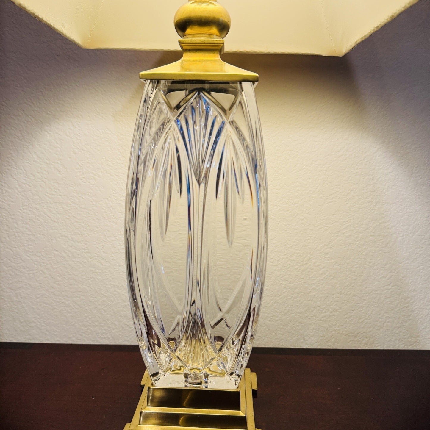 Waterford Crystal Finn Versailles Table Lamp w/Brass Base 26in Original Shades