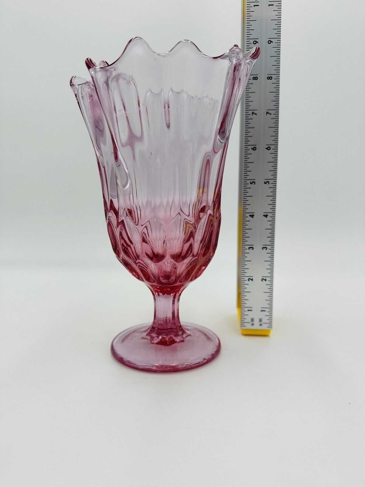 Fenton Vase Lily’s Of The Valley Art Glass Colonial Purplish Pink Standing Decor