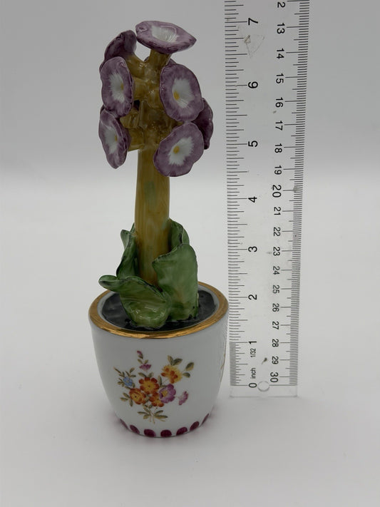 Chelsea House Art Pottery Topiary Floral Flower Pot 7” Vintage Painted Figurine