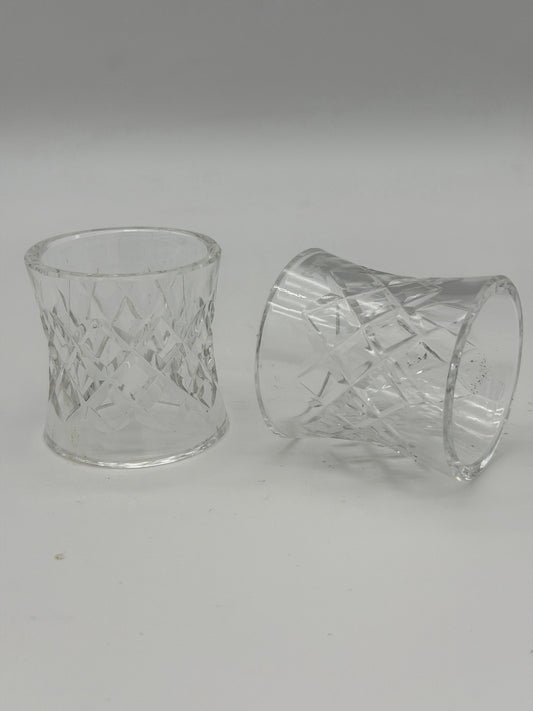 Waterford Ireland Crystal COMERAG DIAMOND CUT NAPKIN RINGS HOLDERS Set of 2