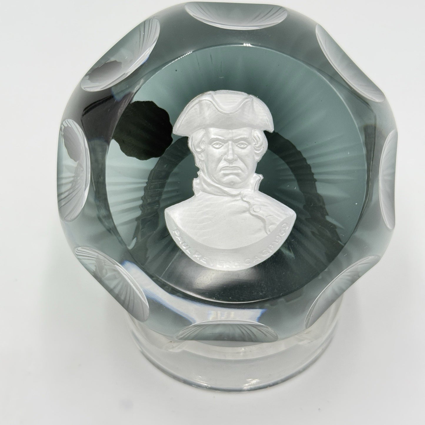 vintage CR. ALBRET France crystal PAUL REVERE paperweight Multifaceted Retro