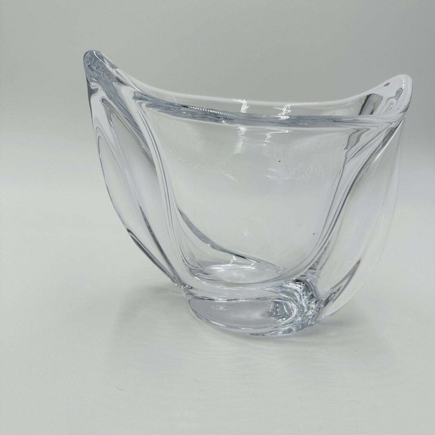 French Crystal Art Glass Twist Vase 6in H Marked Vintage Clear Decor Home MCM