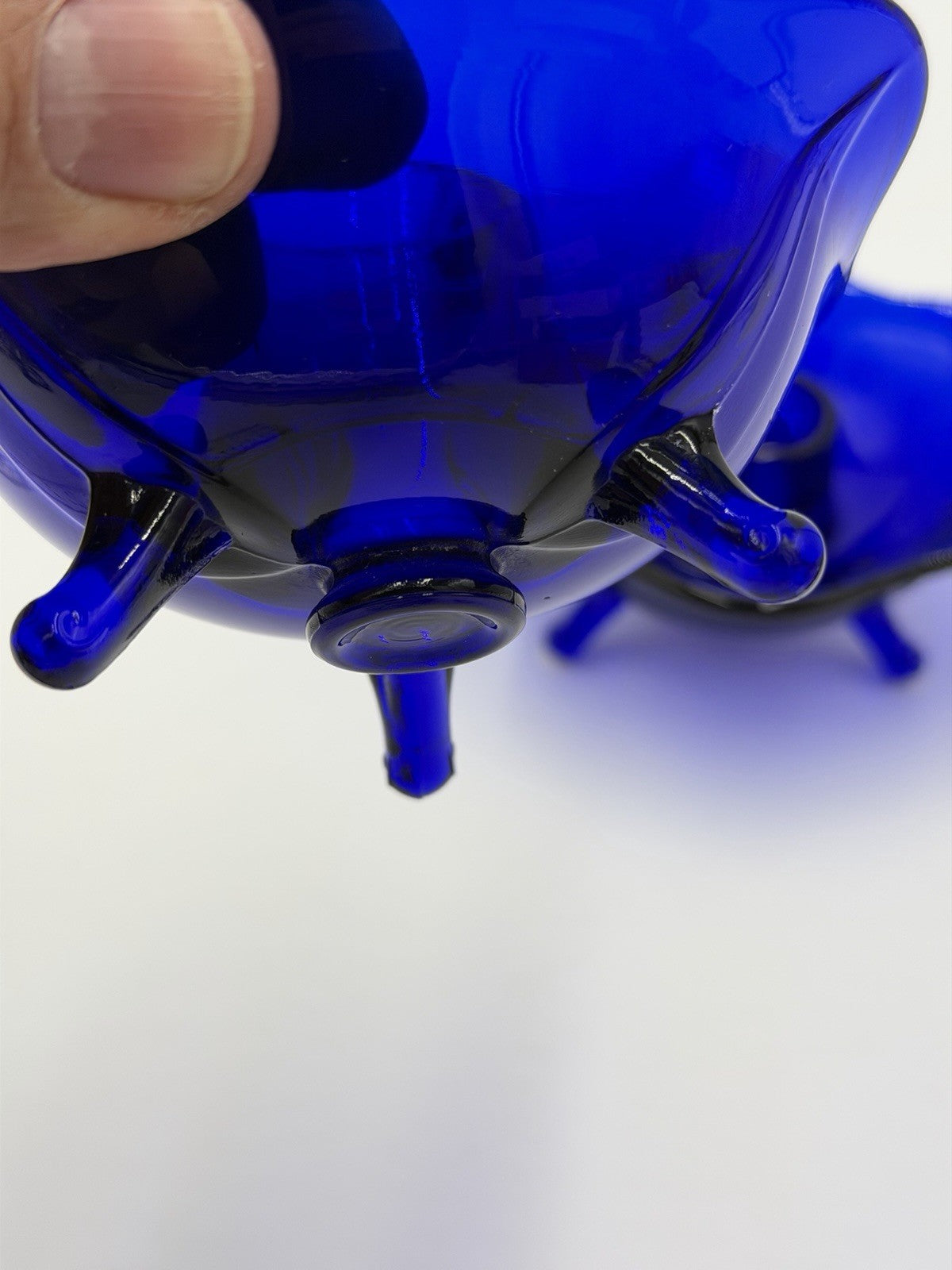 Fenton Art Glass Blue Cobalt Footed Candle Holder Set 2 PCs Vintage