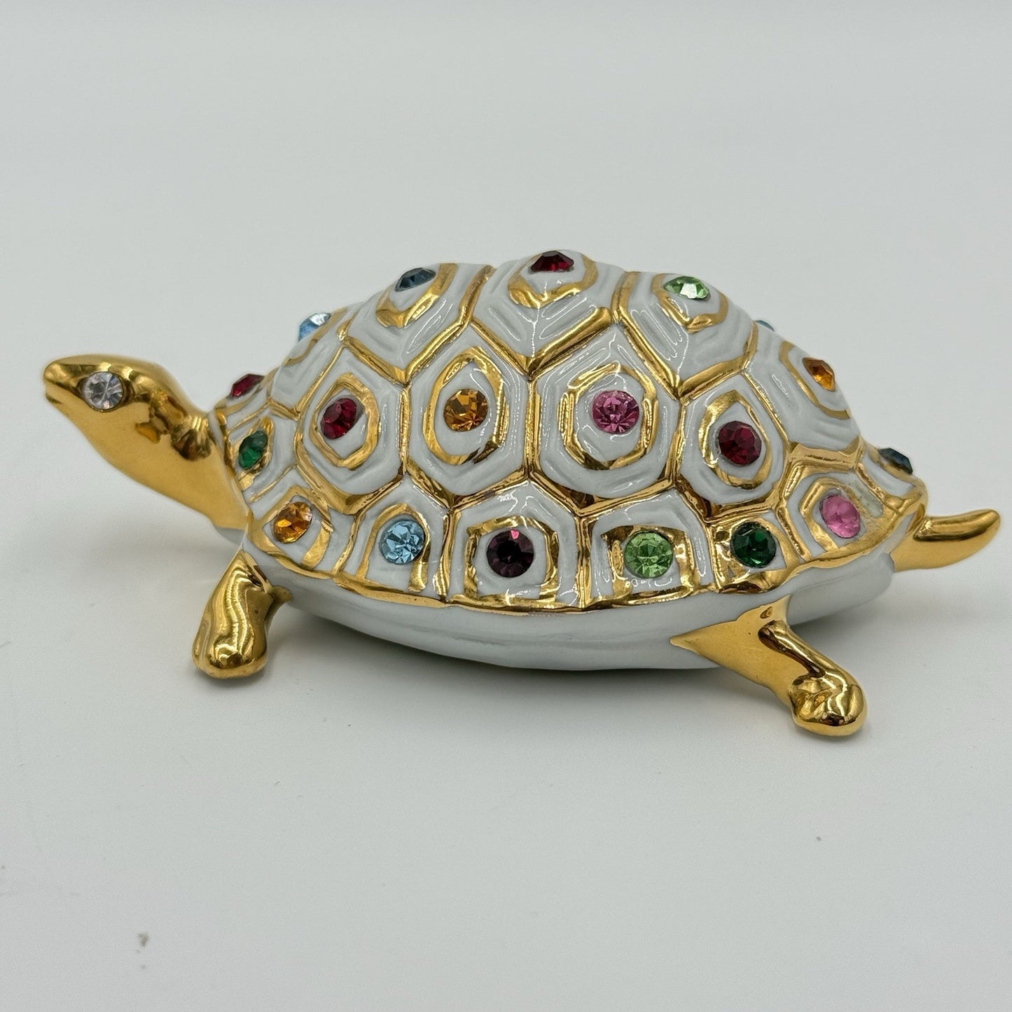 Capodimonte Italy Turtle Figurine w/ Swarovski Crystals Polaris Porcupine 2”x 4