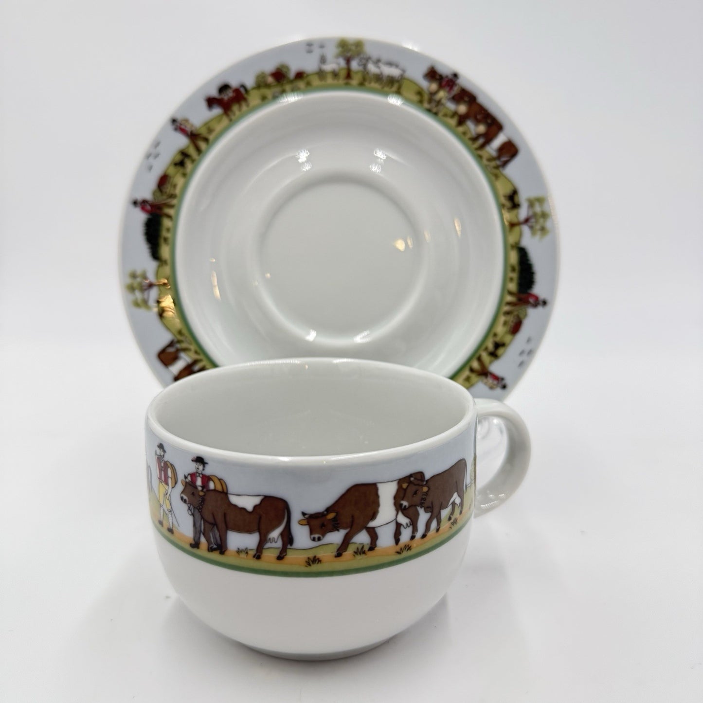 Rare Vintage Suisse Langenthal Alpage Pattern Cup And Saucer Porcelain Set