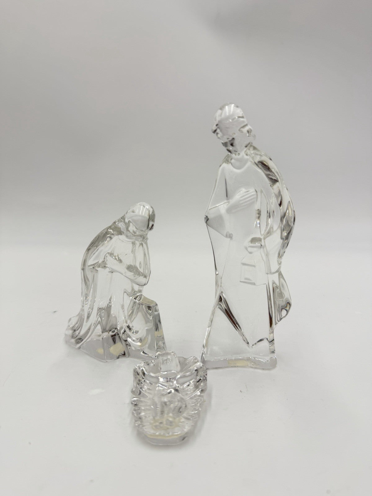 Vintage Mikasa Lead Crystal Nativity 5” Joseph Mary Jesus Christmas Figurines